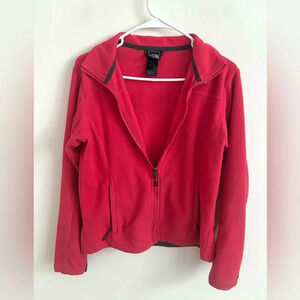 The North Face petite full zip collared long sleeve dark fuschia jacket sweater